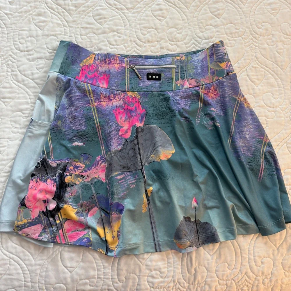 Jamie Sadock Teal Pink‎ Artistic Floral Print Sporty Golf Skort Women's 6 EUC